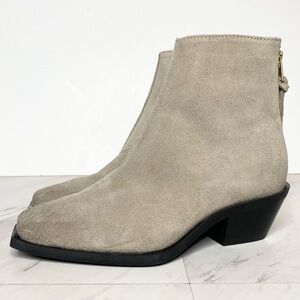 All Saints Lenora Stone White Suede Bootie 6